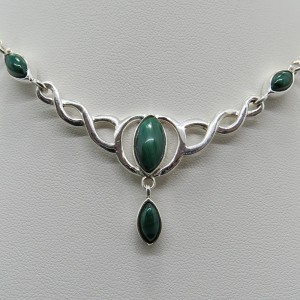 Collar joyería en plata malaquita