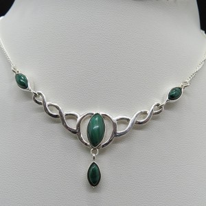 Collar joyería en plata malaquita