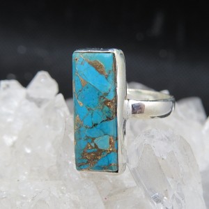 Anillo turquesa azul cobre y plata