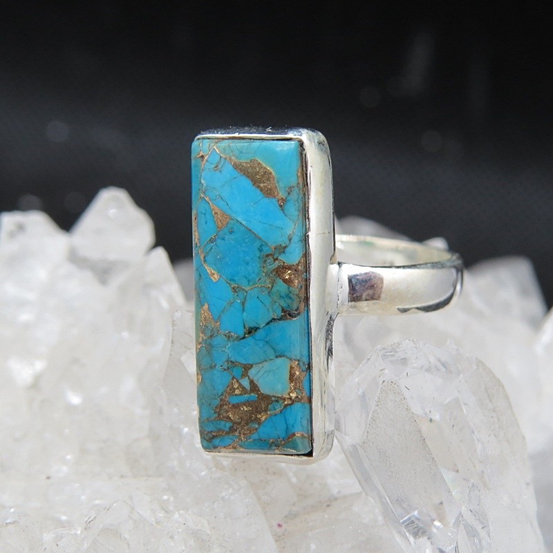 Anillo turquesa azul cobre y plata