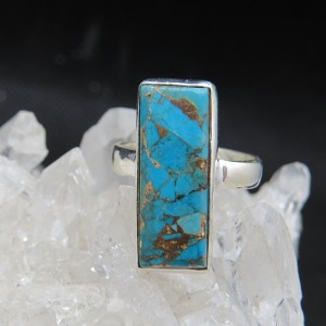 Anillo turquesa azul cobre y plata