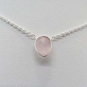 Collar joyería en plata cuarzo rosa