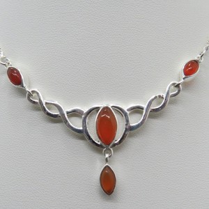 Collar joyería en plata ágata cornalina