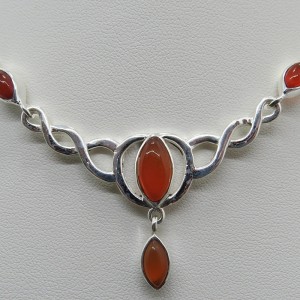 Collar joyería en plata ágata cornalina