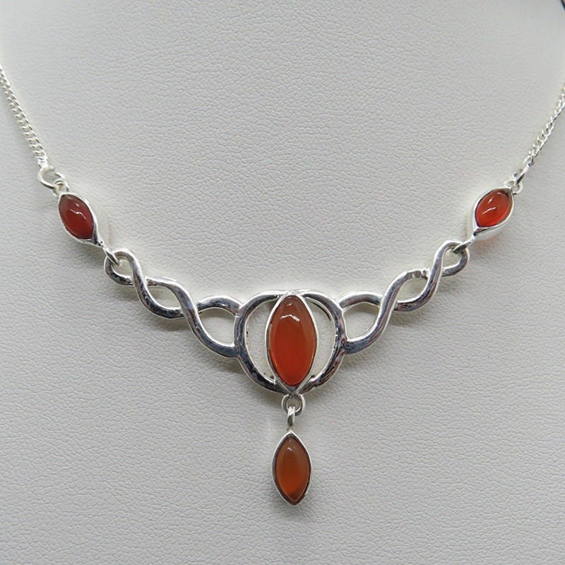 Collar joyería en plata ágata cornalina