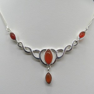 Collar joyería en plata ágata cornalina