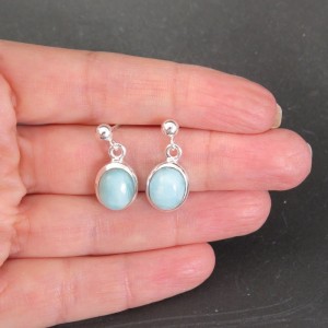 Pendientes presión larimar y plata