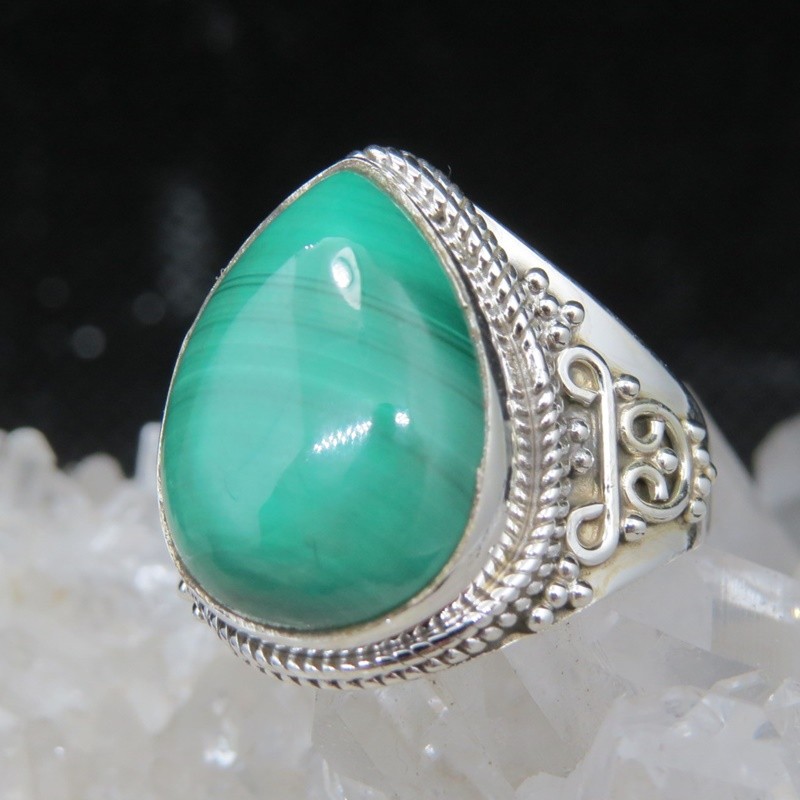 Anillo malaquita y plata