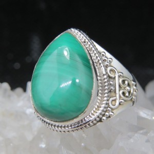 Anillo malaquita y plata