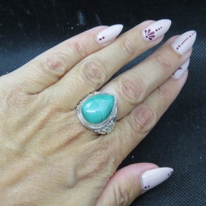 Anillo malaquita y plata