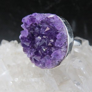 Anillo Drusa de amatista y plata
