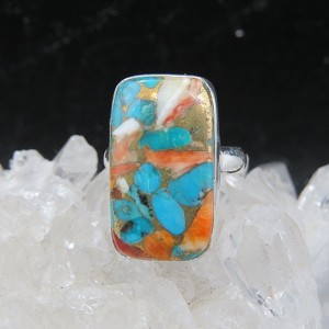 Anillo nácar y turquesa cobre y plata