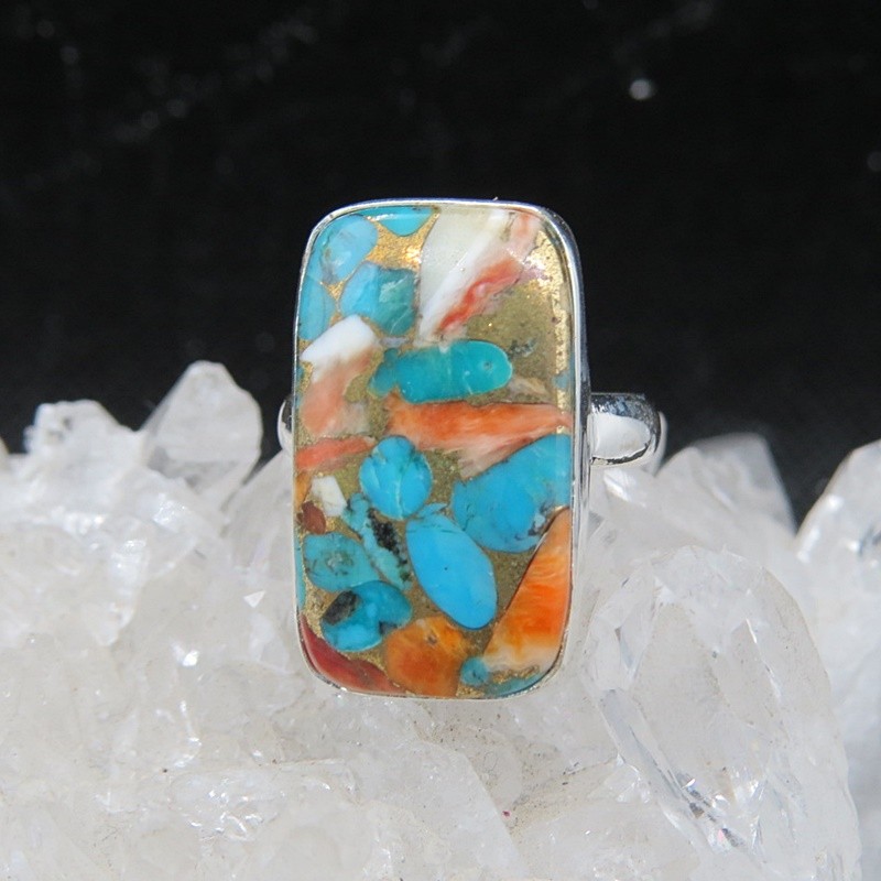 Anillo nácar y turquesa cobre y plata
