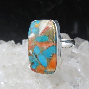 Anillo nácar y turquesa cobre y plata
