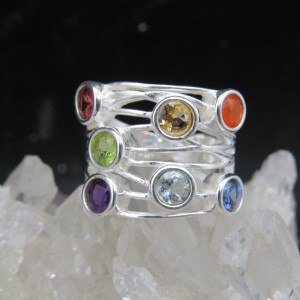 Anillo Siete Chakras y plata 925 mm