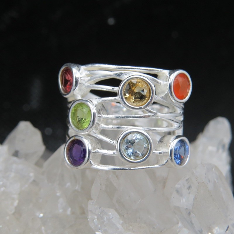 Anillo Siete Chakras y plata 925 mm