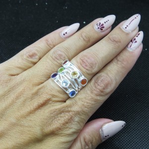 Anillo Siete Chakras y plata 925 mm