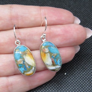 Pendientes nácar con turquesa cobre y plata