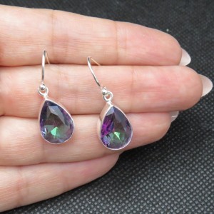 Pendientes topacio místico y plata