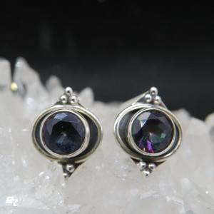 Pendientes presión topacio místico y plata