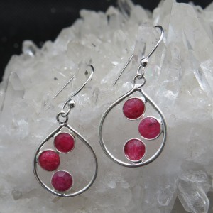 Pendientes rubí y plata