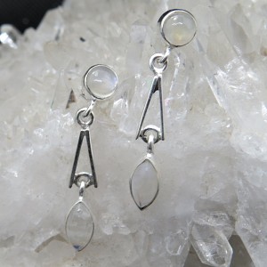 Pendientes presión piedra luna y plata