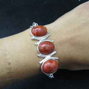 Pulsera joyería en plata coral