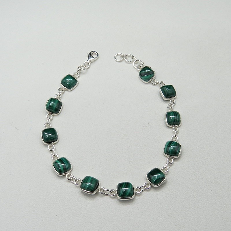 Pulsera joyería en plata malaquita