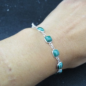 Pulsera joyería en plata malaquita