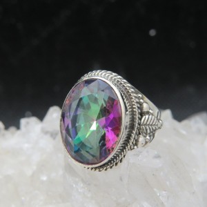 Anillo Topacio Místico y plata