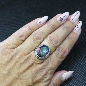 Anillo Topacio Místico y plata