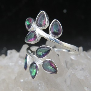 Anillo topacio místico y plata