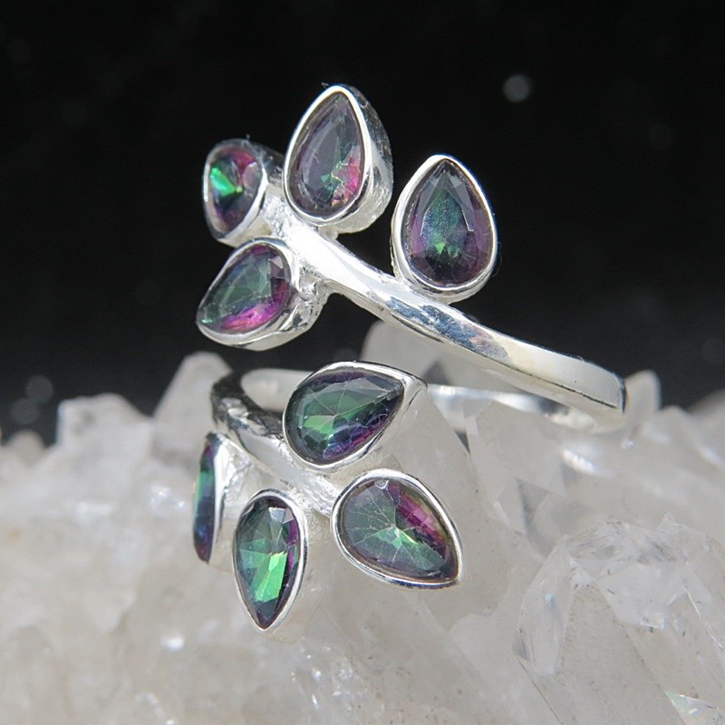Anillo topacio místico y plata