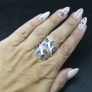 Anillo topacio místico y plata
