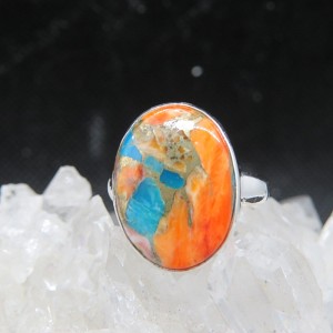 Anillo nácar y turquesa cobre y plata