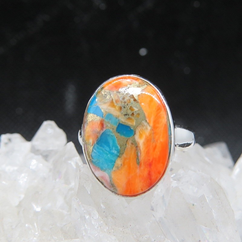 Anillo nácar y turquesa cobre y plata