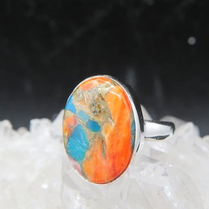Anillo nácar y turquesa cobre y plata