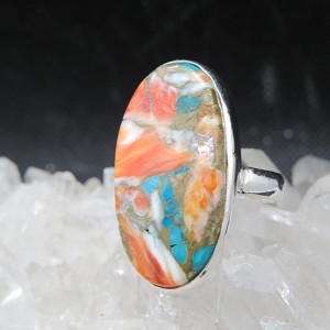 Anillo nácar y turquesa cobre y plata