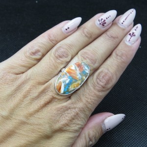 Anillo nácar y turquesa cobre y plata