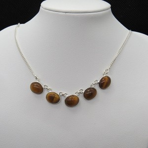 Collar joyería en plata ojo de tigre