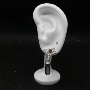 Pendientes nudo de bruja cuarzo ahumado y plata