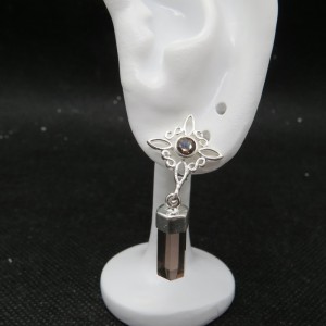 Pendientes nudo de bruja cuarzo ahumado y plata