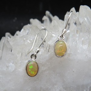 Pendientes ópalo blanco y plata