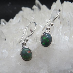 Pendientes ópalo negro y plata