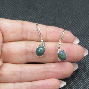 Pendientes ópalo negro y plata