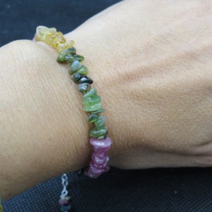 Pulsera turmalina de colores y plata