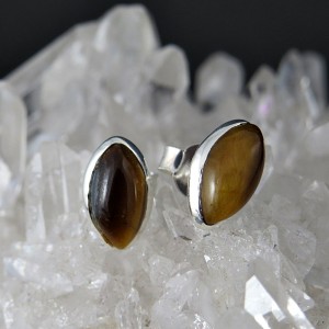 Pendientes presión ojo de tigre y plata