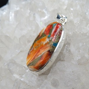 Colgante nácar y turquesa cobre y plata