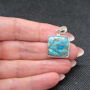 Colgante turquesa azul cobre y plata