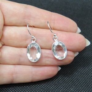 Pendientes cuarzo cristal de roca y plata